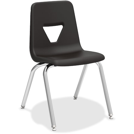 Lorell Student Stack Chairs, 18" Seat-Height, Black, 4 ct LLR99891